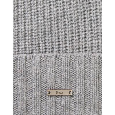 Strickmütze BRAX "Style CONNOR", Herren, Gr. 0SIZE, grau (dunkelgrau), Strick, Materialmix, Mützen Strickmütze