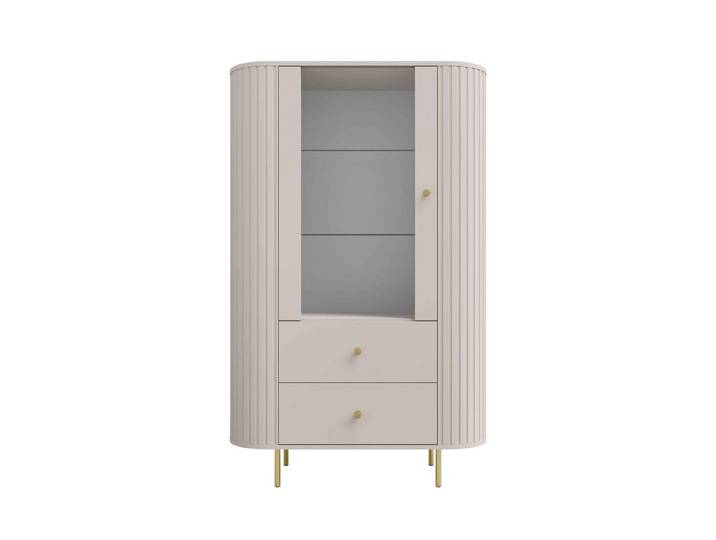 Masseno Glasvitrine Vitrinenschrank BOLLA 155 x 97,4 cm gelb