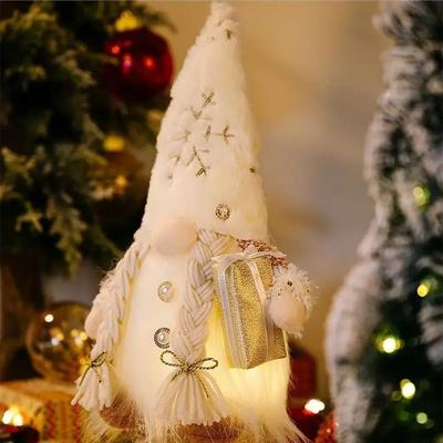 Inspired Living LED Christmas Gnome Doll Plush Ornament Glowing Scandinavian Faceless Holiday Decor b