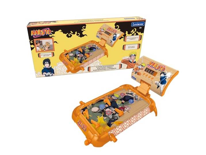 Lexibook, Naruto, Elektronische flipperkast, Actie- en reflexspel voor kinderen en gezinnen, LCD-scherm, licht- en geluidseffecten, Oranje, JG610NA