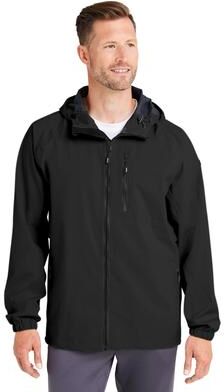 HUK H400148 Men's Rover Rain Jacket in Black size 3XL   92% polyester, 8% spandex