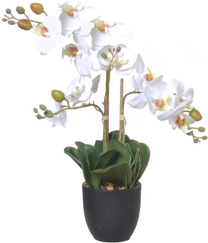 Kunstblume "CHALET Orchidee im Topf 42 cm", weiß, H:42cm, Kunststoff, Kunstpflanzen, Kunstblume, Elegante, künstliche Orchidee weiß B/H/L: 42cm