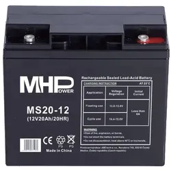 Carspa MHPower MS20-12 lead acid battery AGM 12V/20Ah T5, USV Zubehör