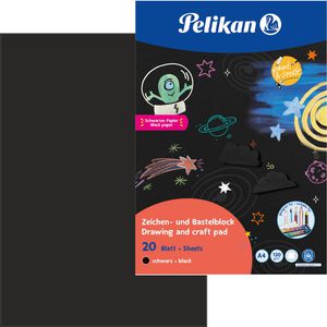 Pelikan Zeichenblock 101578, A4, 120g/m², schwarz, geleimt, 20 Blatt