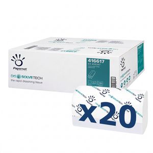 Papernet Papierhandtücher 416617, Dissolve Tech, 2-lagig, Interfold-Falz, natur, Recycling, 20,3 x 24 cm, 4000 Stück