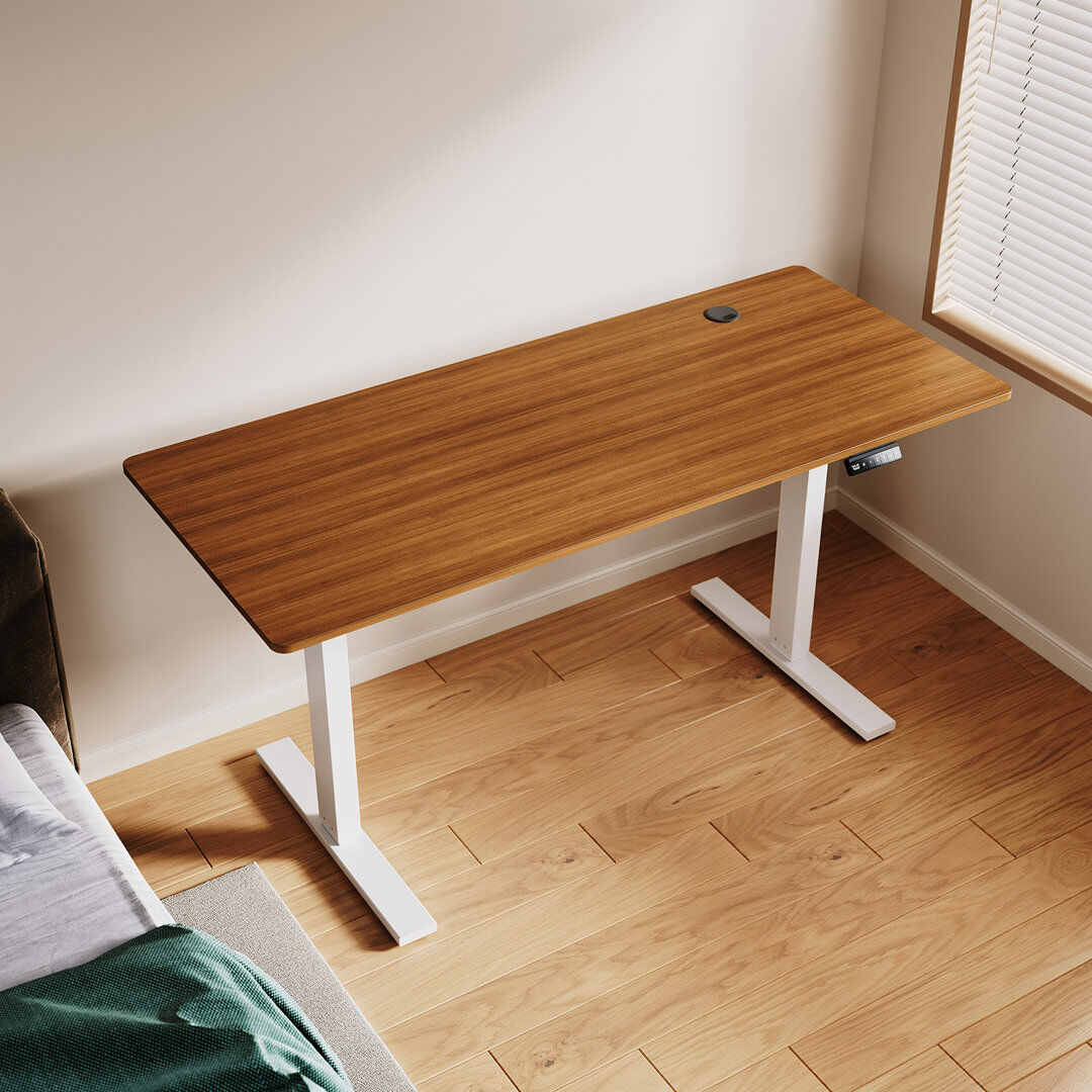 Inbox Zero 140*60*1.5cm, Weight - Bearing Electric Height - Adjustable Desk Dark Walnut