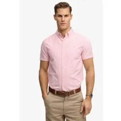 Superdry für Herren. M4011101A Kurzärmeliges Preppy-Oxfordhemd mit Korallenstreifen (S), Lässig, Baumwolle, Kurzarm