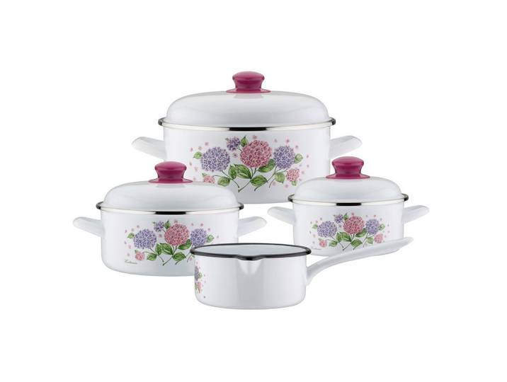 Kochtopfset Hortensie Weiß, 4-teilig