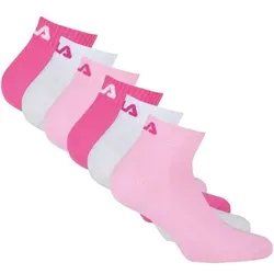 FILA Unisex Quarter Socken, 6er Pack - Kurzsocken, Training, Sport, Logo (2x 3 Paar), Größe 39-42 in Pink Pink
