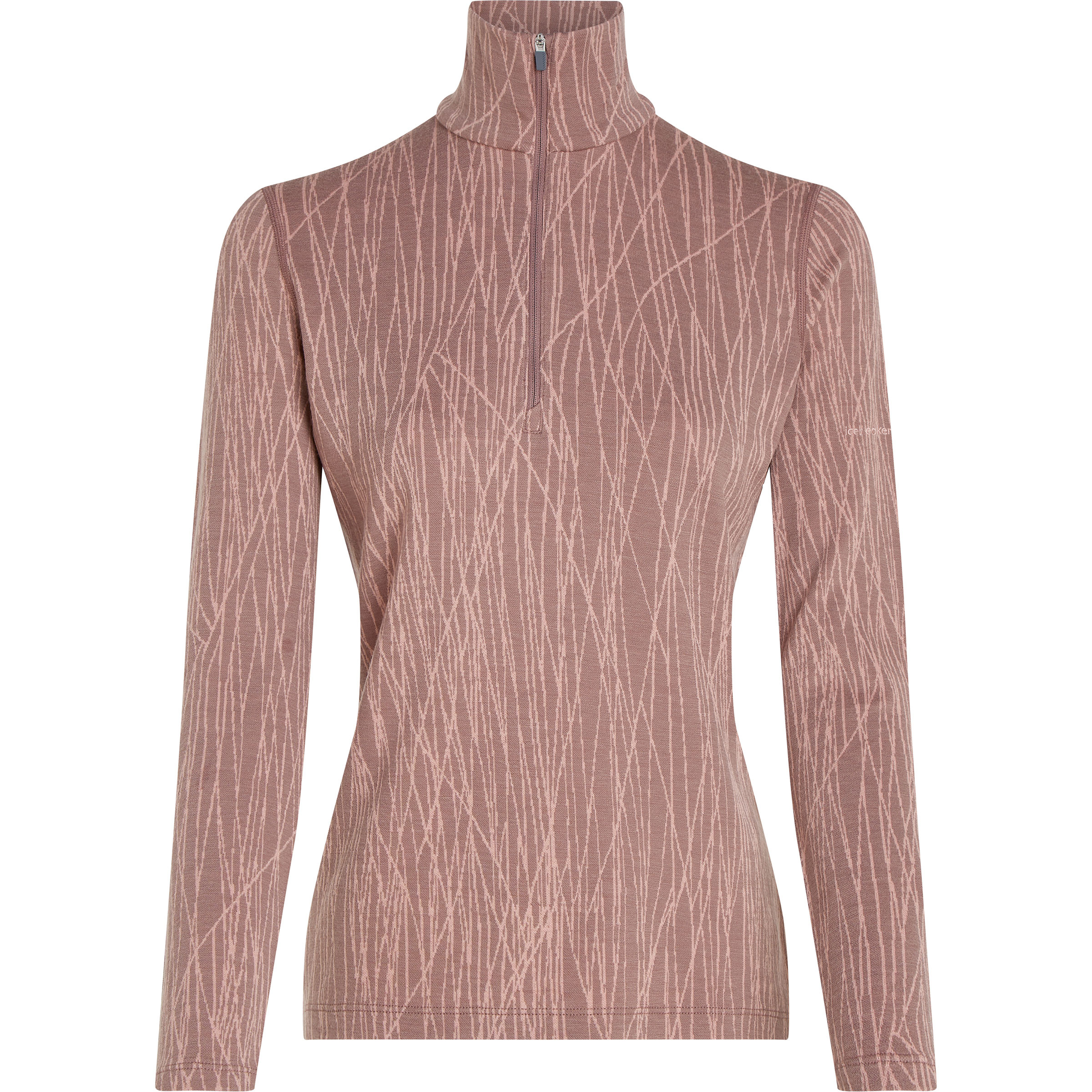 Icebreaker Merino 260 Tech Vertex HZ Delta Lines Damen Langarm Unterhemden beige Größe M Hautfreundlich Merinowolle