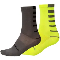 Endura, Herren, Sportsocken, Coolmax Stripe Socken (Doppelpack) (S), Schwarz, Gelb