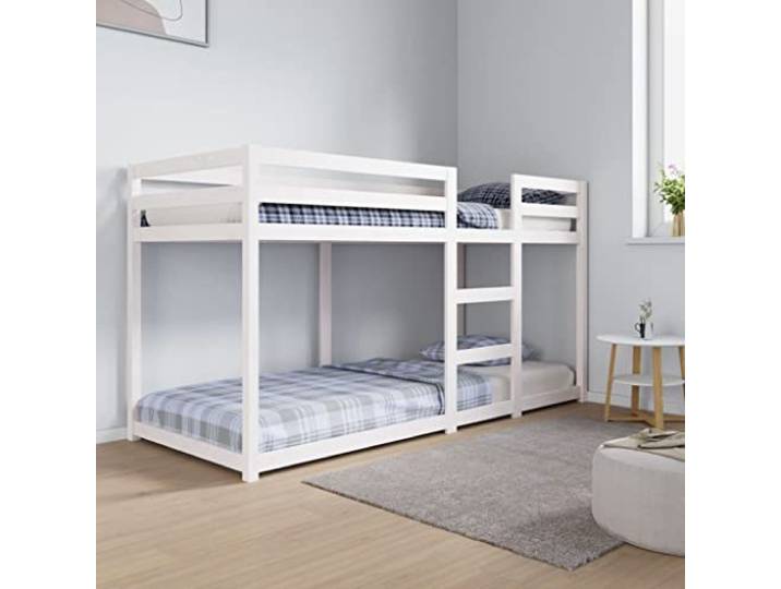 RJPLMFV Etagenbett ohne Matratze, Weiß, 80 x 200 cm, massives Kiefernholz Mit Korpusgitter, 2 Einzelbetten, kompaktes Design, inklusive Latten