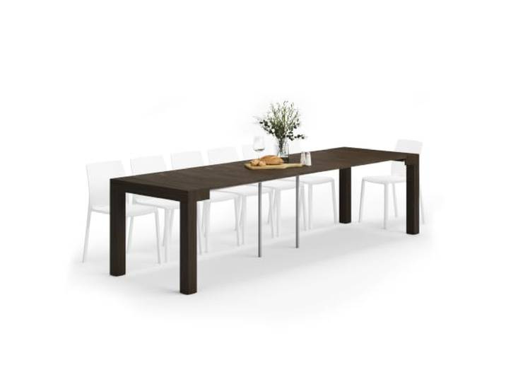 MOBILI FIVER, First ausziehbarer Konsolentisch First, 45(305) x90 cm, Nussbaum, Dunkel, Made In Italy