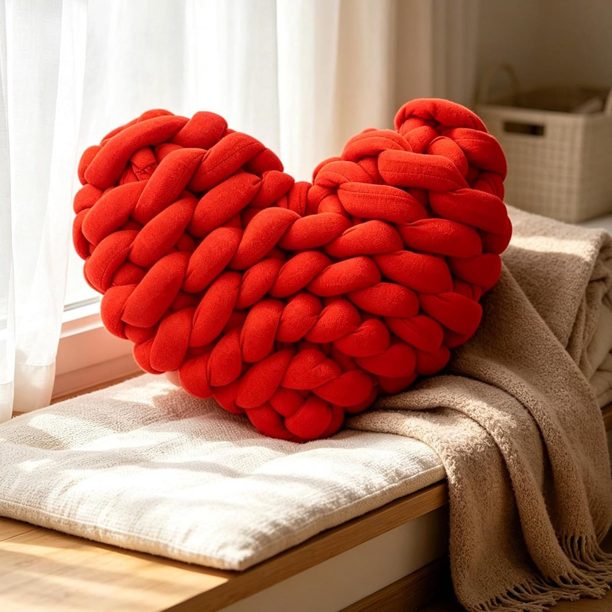 Hartvormig sierkussen voor volwassenen, polyester, 26 x 23 cm