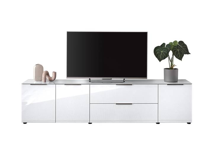 TV-Lowboard weiß - Glasfront - 226 cm - SANTORIN