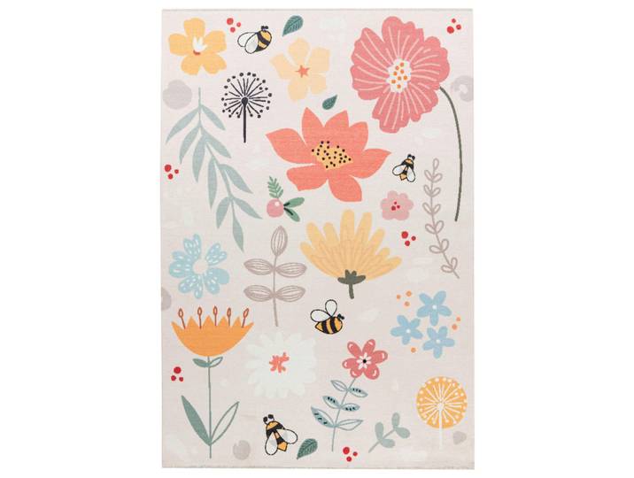 Kinderteppich, Mehrfarbig, Textil, Blume, rechteckig, 155x230 cm, Oeko-Tex® Standard 100, für Fussbodenheizung geeignet, waschbar, rutschfeste Unterfläche, Teppiche & Böden, Teppich, Waschbarer Teppich