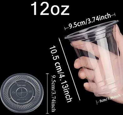 The Handy Homestead Clear Disposable Plastic Cups With Lids For Iced Coffee Smoothies Parties 12oz