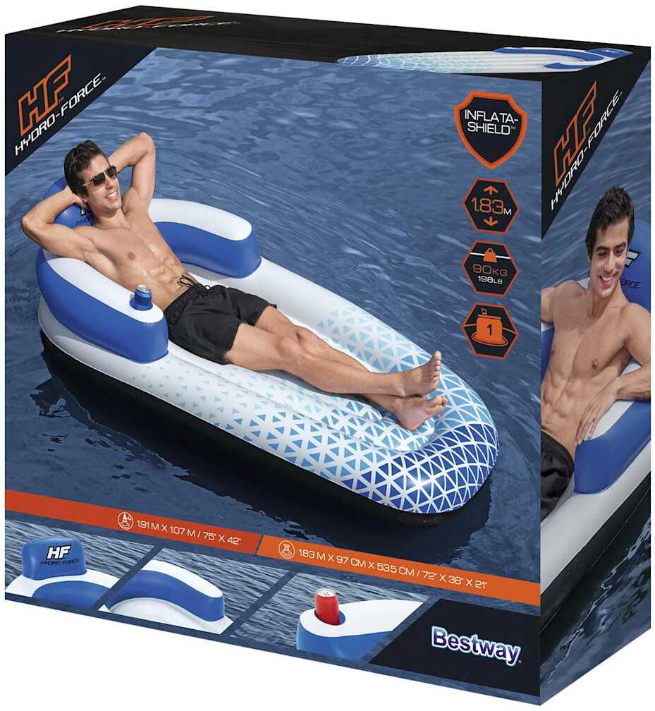 Bestway Chaise longue flottante Hydro Force 183x97 cm Bleu