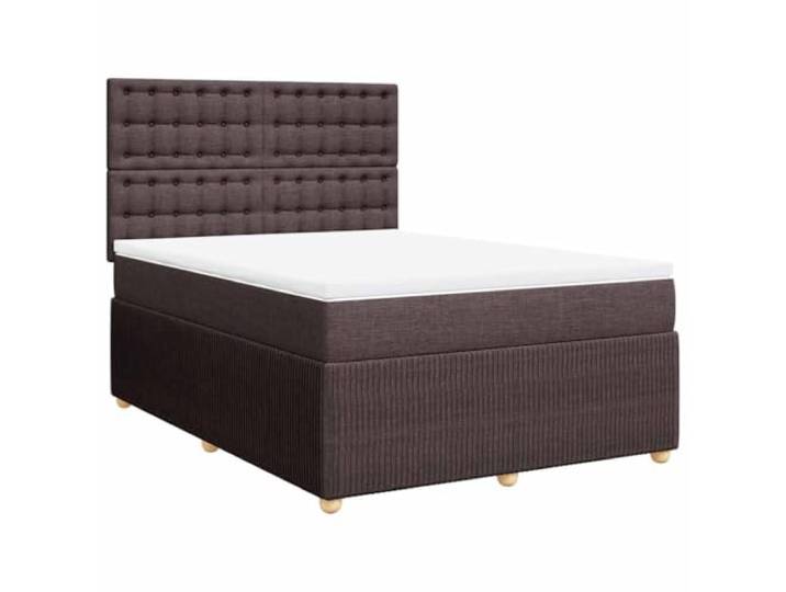 KTHLBRH Boxspringbett mit Matratze, 160 x 200 cm, Dunkelbraun LED-Lichter, verstellbares Kopfteil, waschbarer Matratzenschoner, Polyestergewebe