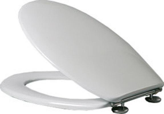 VIGOUR WC-Sitz derby basic plus für Stand/Wand WC mit Edelstahlscharnieren und Winkelpuffern, weiß