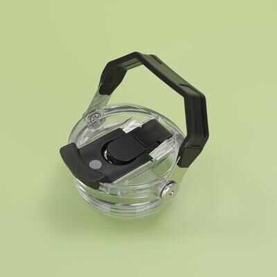 Multicon Wholesale Hub Leak Proof Car Cup, Portable Handle, Double Drinking Cap, Transparent With Straw, High Appearance Level black