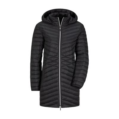 Winterjacke GOLDNER "Gefütterter langer Mantel mit Kapuze", Damen, Gr. 46, schwarz, Obermaterial: 100% Polyamid PA., Modisch, gerade, Jacken Winterjacke, mit femininer Steppung