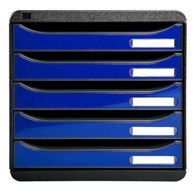 Exacompta 3097203D Schubladenbox Big Box Plus, 5 offene Schubladen, Iderama - Königsblau glossy