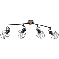 Deckenleuchte Spotleuchte Wohnzimmerlampe 4-flammig Schwarz Metall Länge 110 cm