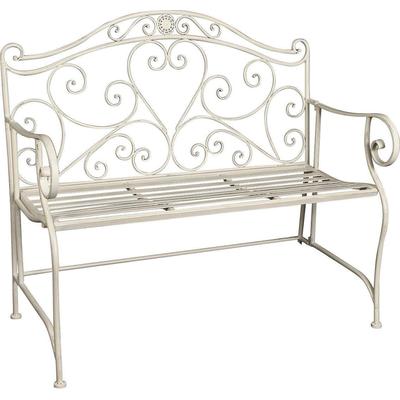 Bank HOME AFFAIRE, weiß, B:103cm H:95cm T:54cm, Metall, Sitzbänke, antikweiß Outdoor geeignet