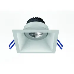 Rutec Einbaustrahler TOM, IP20, Quadratisch, 10.5x10.5cm, ohne Fassung, für LED Modul Ø 5cm. schwenkbar, Alu-Druckguss, sandweiß RU-ALU55961