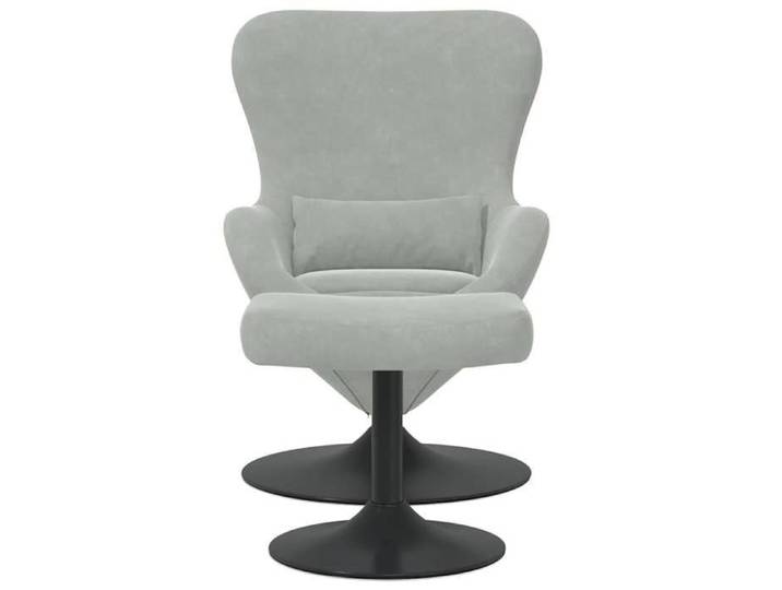 {January Sale}Fauteuil œuf - Chaise Relax simple Fauteuil pour séjour - avec Pouf Gris clair 63x73x90 cm Velours 8_5620965