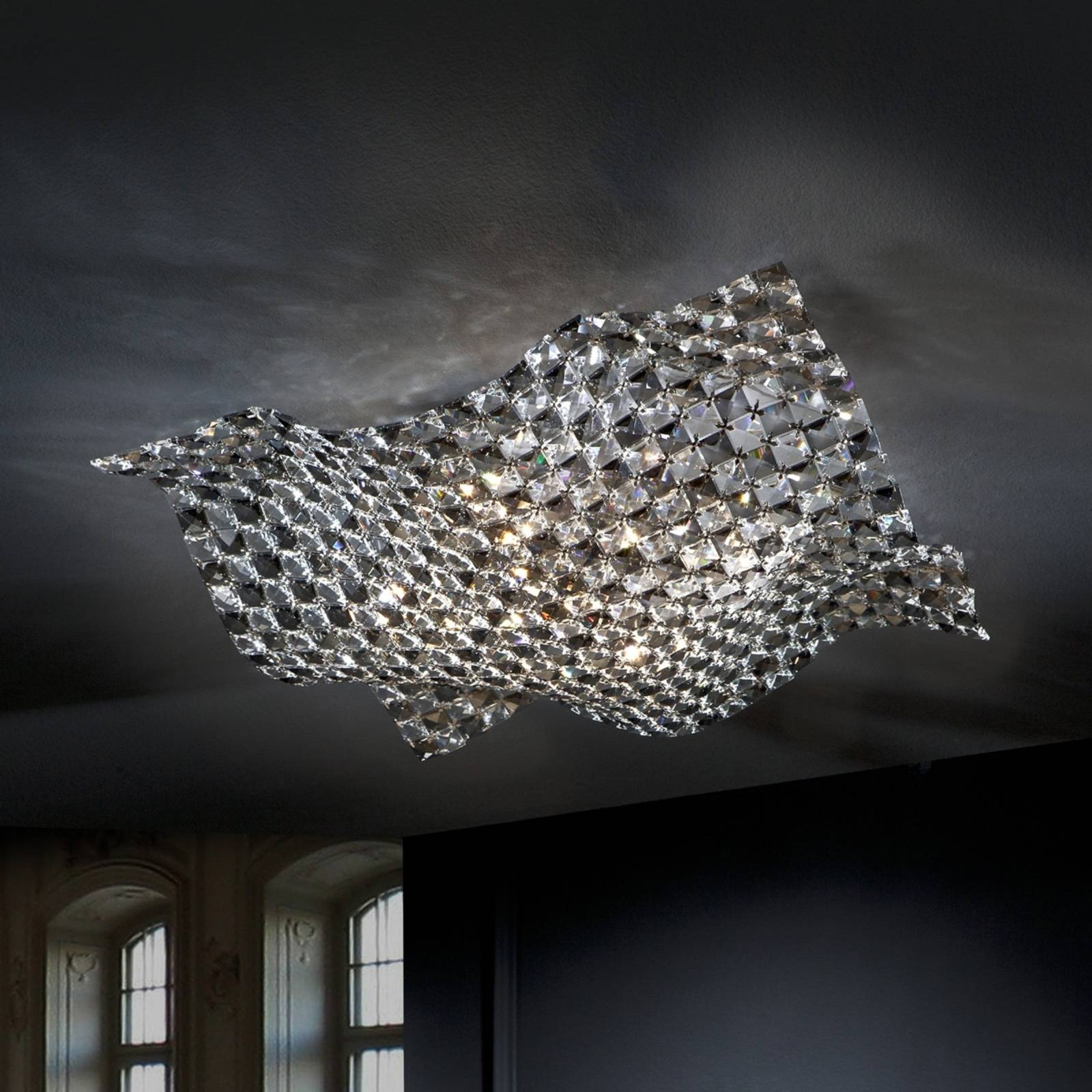 Schuller Valencia Crystal Ceiling Light SATEN, Clear / transparent, Living / Dining Room, Crystal, Ceiling Light