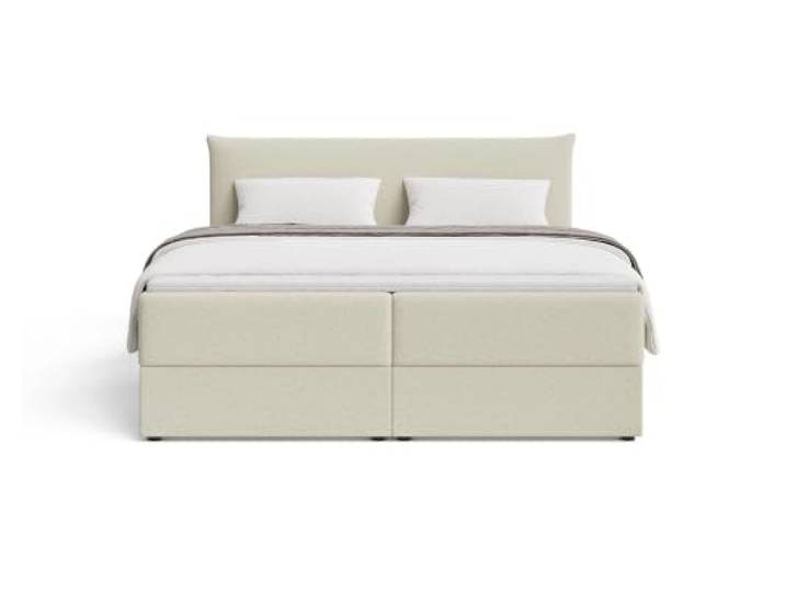 Chilly. Möbel Design Bett Livora - Komfort Boxspringbett mit klarer Form, Matratze und Topper - 180x200 cm - Bouclé Beige