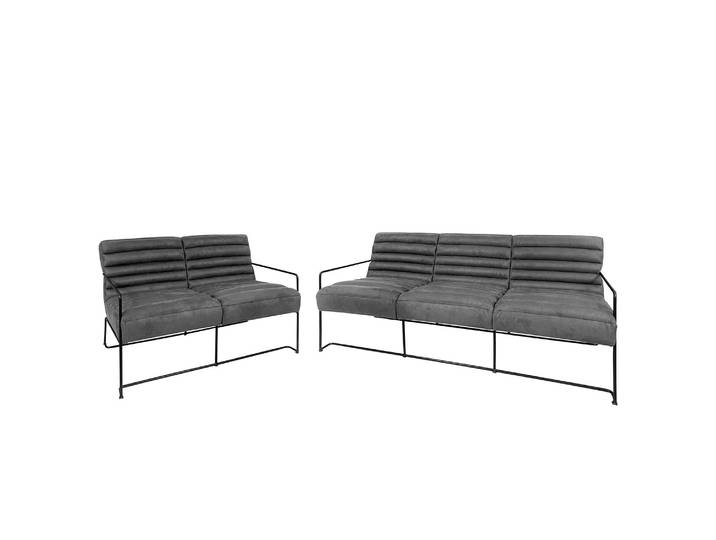 Polstergarnitur II 3-2 Grau/Grau Webstoff Industrial