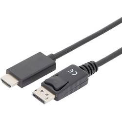 Digitus DisplayPort / HDMI Adapterkabel DisplayPort Stecker, HDMI-A Stecker 1.00 m Schwarz AK-340303-010-S dreifach geschirmt DisplayPort-Kabel