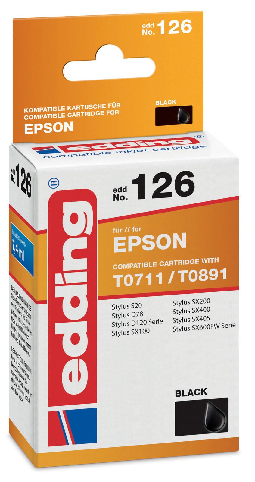 edding Druckerpatrone EDD-126 schwarz kompatibel zu EPSON T0711/T0891 18-126