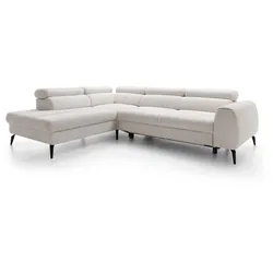 ECKSOFA NOTE Creme Chenille mit Schlaffunktion