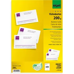 Sigel, Kopierpapier, MP Visitenkarten (A4, 600 Blätter, 200 g/m2)