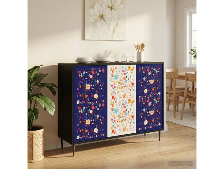 vidaXL Sideboard MAINZ Schwarz Eichen-Optik 102 x 33 x 76 cm