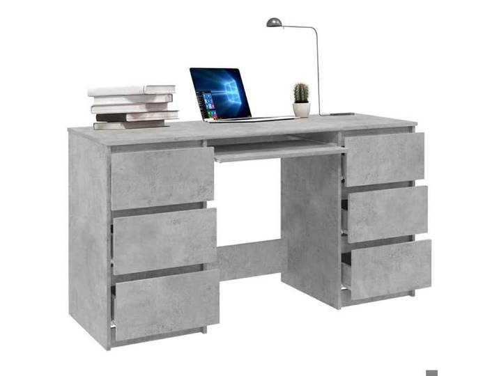 Gris bureau - CLARENCE - Pour Étudiant / salarié - Gris béton 140x50x77 cm Bois d'ingénierie LV6809