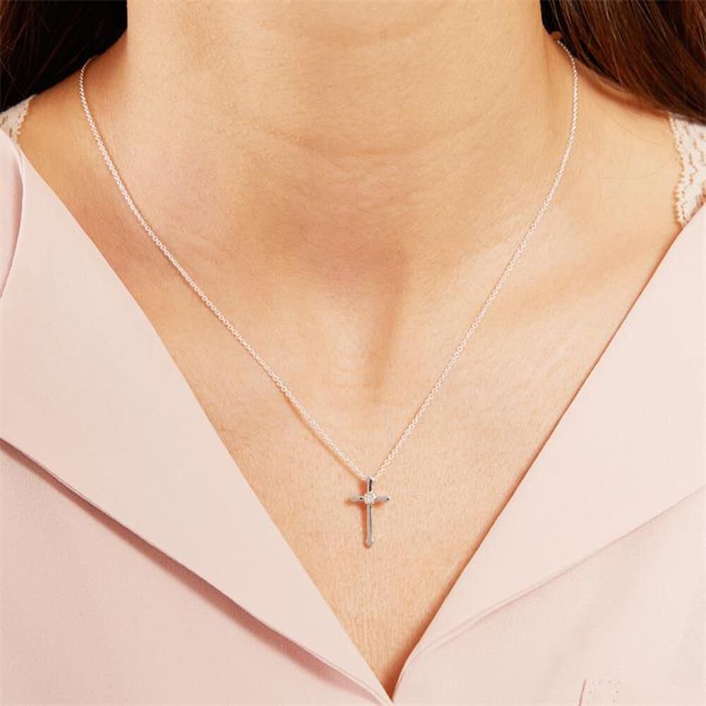 Unique 585er Weißgold Anhänger Kreuz mit Diamant silber