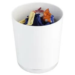 4x APS Tischreste- / Besteckbehälter Ø 13 cm, H: 15 cm SAN, weiß mit verchromten Boden