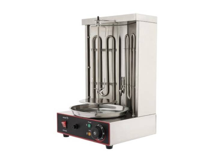 Elektrische Shawarma Grillmaschine, Döner Grill, Vertikalgrill 3000W 2 Heizrohre, 50-300°C, 6 U/min, 10 kg Tragkraft, 28 cm Gabelabstand, 201 Edelstahl