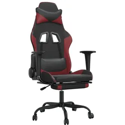 vidaXL Gaming-Stuhl mit Massage & Fußstütze Schwarz Weinrot Kunstleder