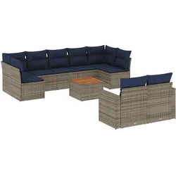 vidaXL, Gartenlounge, Makono (2er Armsofa + 5er Mittelstück + 2er Ecke + Tisch)