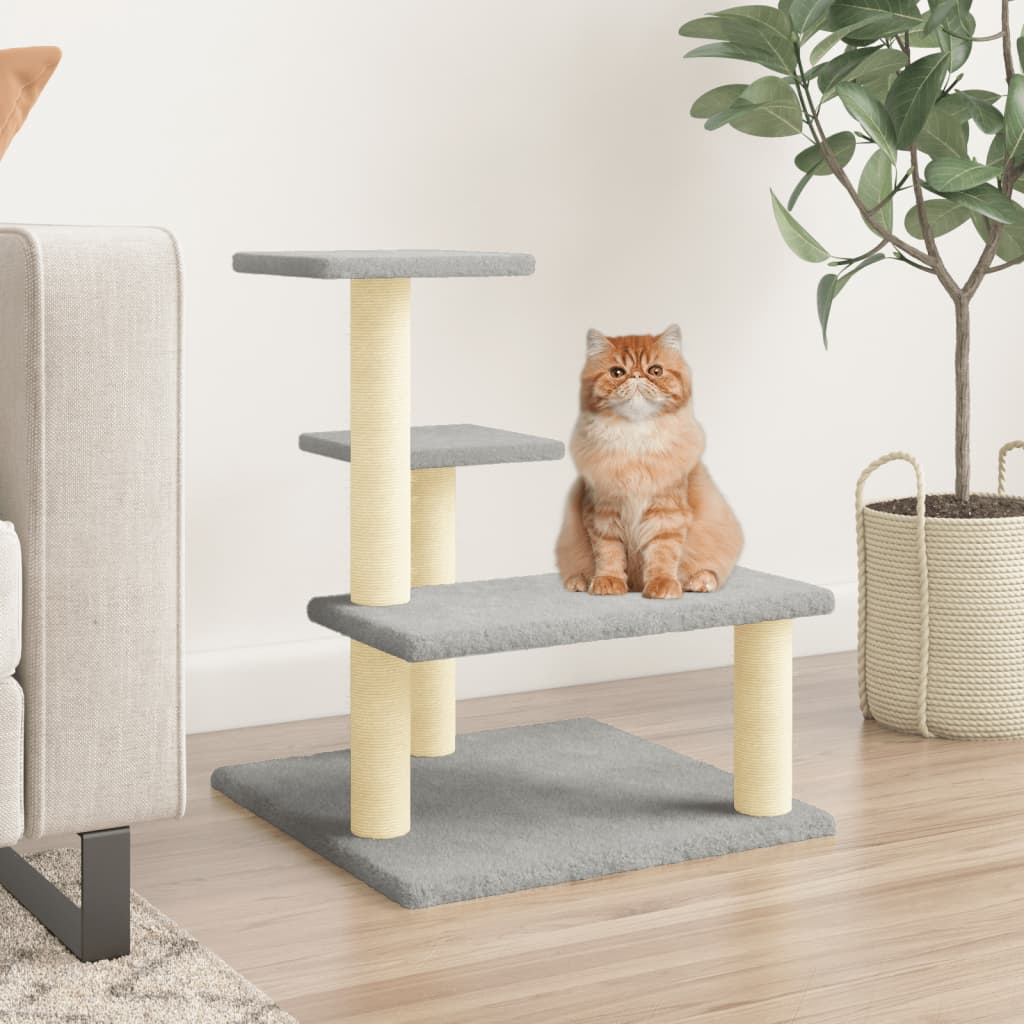 vidaXL Rascador para gatos con postes de sisal gris claro 61 cm Gris