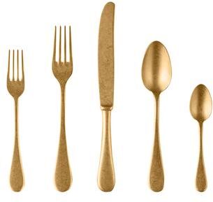 Mepra Vintage Oro 5-piece Stainless Steel w/PVD Titanium Coating Flatware Set