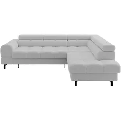 ECKSOFA mit Schlaffunktion Ottomane Rechts LUMA-L 272x203x70 Hellgrau Bouclé