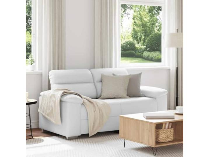 ZQQLVOO 2-Sitzer Sofa Weiß Kunstleder 160x81x84 cm Robuster Holz-Metall-Rahmen, Breite Armlehnen, Dick Polsterung, Für Wohnzimmer Büro