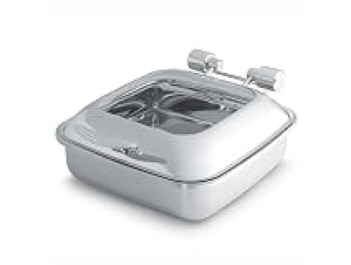 Chafing Dish Inox Carré avec Couvercle en Verre 5,8 L - Pujadas